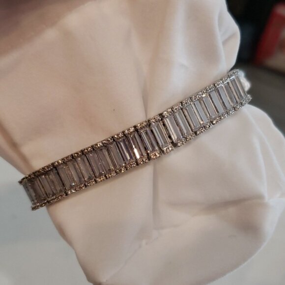 Sears Sterling Silver White Diamond Simulant 47ctw Baguette and Round Diamond - Picture 8 of 11